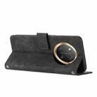 For Honor X9c Skin Feel Stripe Pattern Leather Phone Case with Lanyard(Black) - 3