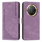 For Honor X9c Skin Feel Stripe Pattern Leather Phone Case with Lanyard(Purple) - 1