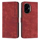 For Honor 300 Skin Feel Stripe Pattern Leather Phone Case with Lanyard(Red) - 1