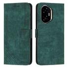 For Honor 300 Skin Feel Stripe Pattern Leather Phone Case with Lanyard(Green) - 1