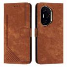 For Honor 300 Pro / 300 Ultra Skin Feel Stripe Pattern Leather Phone Case with Lanyard(Brown) - 1