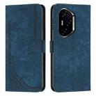 For Honor 300 Pro / 300 Ultra Skin Feel Stripe Pattern Leather Phone Case with Lanyard(Blue) - 1