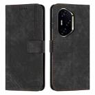 For Honor 300 Pro / 300 Ultra Skin Feel Stripe Pattern Leather Phone Case with Lanyard(Black) - 1