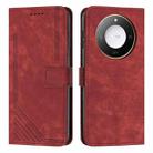 For Honor X60 / X9c Smart Skin Feel Stripe Pattern Leather Phone Case with Lanyard(Red) - 1