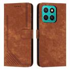 For Honor X8c 4G Skin Feel Stripe Pattern Leather Phone Case with Lanyard(Brown) - 1