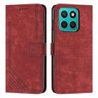 For Honor X8c 4G Skin Feel Stripe Pattern Leather Phone Case with Lanyard(Red) - 1
