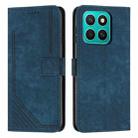 For Honor X8c 4G Skin Feel Stripe Pattern Leather Phone Case with Lanyard(Blue) - 1