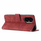 For Honor 400 Skin Feel Stripe Pattern Leather Phone Case with Lanyard(Red) - 3