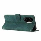 For Honor 400 Skin Feel Stripe Pattern Leather Phone Case with Lanyard(Green) - 3