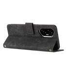 For Honor 400 Skin Feel Stripe Pattern Leather Phone Case with Lanyard(Black) - 3