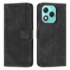 For Honor 400 Lite Skin Feel Stripe Pattern Leather Phone Case with Lanyard(Black) - 1