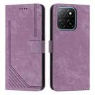 For Honor X6c 4G Skin Feel Stripe Pattern Leather Phone Case with Lanyard(Purple) - 1