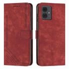 For Motorola Moto G14 Skin Feel Stripe Pattern Leather Phone Case with Lanyard(Red) - 2