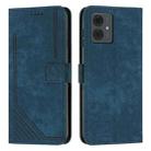 For Motorola Moto G14 Skin Feel Stripe Pattern Leather Phone Case with Lanyard(Blue) - 2