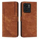 For Motorola Edge 40 Skin Feel Stripe Pattern Leather Phone Case with Lanyard(Brown) - 2