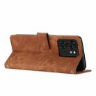 For Motorola Edge 40 Skin Feel Stripe Pattern Leather Phone Case with Lanyard(Brown) - 3