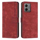 For Motorola Edge 40 Neo Skin Feel Stripe Pattern Leather Phone Case with Lanyard(Red) - 1