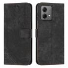 For Motorola Edge 40 Neo Skin Feel Stripe Pattern Leather Phone Case with Lanyard(Black) - 1