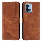 For Motorola Moto G Stylus 4G 2023 Skin Feel Stripe Pattern Leather Phone Case with Lanyard(Brown) - 1