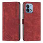 For Motorola Moto G Stylus 4G 2023 Skin Feel Stripe Pattern Leather Phone Case with Lanyard(Red) - 1