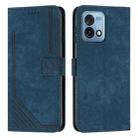 For Motorola Moto G Stylus 4G 2023 Skin Feel Stripe Pattern Leather Phone Case with Lanyard(Blue) - 1