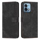 For Motorola Moto G Stylus 4G 2023 Skin Feel Stripe Pattern Leather Phone Case with Lanyard(Black) - 1