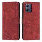 For Motorola Moto G54 Skin Feel Stripe Pattern Leather Phone Case with Lanyard(Red) - 1