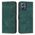 For Motorola Moto G54 Skin Feel Stripe Pattern Leather Phone Case with Lanyard(Green) - 1