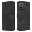 For Motorola Moto G54 Skin Feel Stripe Pattern Leather Phone Case with Lanyard(Black) - 1