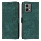 For Motorola Moto G84 Skin Feel Stripe Pattern Leather Phone Case with Lanyard(Green) - 1