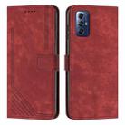 For Motorola Moto G Play 2024 Skin Feel Stripe Pattern Leather Phone Case with Lanyard(Red) - 1