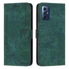 For Motorola Moto G Play 2024 Skin Feel Stripe Pattern Leather Phone Case with Lanyard(Green) - 1