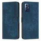 For Motorola Moto G Play 2024 Skin Feel Stripe Pattern Leather Phone Case with Lanyard(Blue) - 1