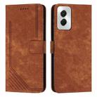 For Motorola Moto G Power 5G 2024 Skin Feel Stripe Pattern Leather Phone Case with Lanyard(Brown) - 1