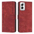 For Motorola Moto G Power 5G 2024 Skin Feel Stripe Pattern Leather Phone Case with Lanyard(Red) - 1