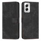 For Motorola Moto G Power 5G 2024 Skin Feel Stripe Pattern Leather Phone Case with Lanyard(Black) - 1