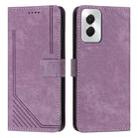 For Motorola Moto G Power 5G 2024 Skin Feel Stripe Pattern Leather Phone Case with Lanyard(Purple) - 1