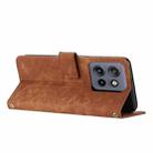 For Motorola Edge 50 Neo Skin Feel Stripe Pattern Leather Phone Case with Lanyard(Brown) - 3