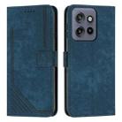 For Motorola Edge 50 Neo Skin Feel Stripe Pattern Leather Phone Case with Lanyard(Blue) - 1