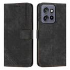 For Motorola Edge 50 Neo Skin Feel Stripe Pattern Leather Phone Case with Lanyard(Black) - 1