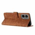 For Motorola Moto G35 Skin Feel Stripe Pattern Leather Phone Case with Lanyard(Brown) - 3