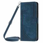 For Motorola Moto G35 Skin Feel Stripe Pattern Leather Phone Case with Lanyard(Blue) - 2