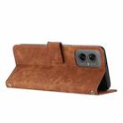 For Motorola Moto G55 Skin Feel Stripe Pattern Leather Phone Case with Lanyard(Brown) - 3