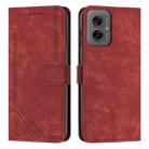 For Motorola Moto G55 Skin Feel Stripe Pattern Leather Phone Case with Lanyard(Red) - 1