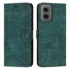 For Motorola Moto G55 Skin Feel Stripe Pattern Leather Phone Case with Lanyard(Green) - 1