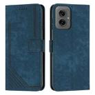 For Motorola Moto G55 Skin Feel Stripe Pattern Leather Phone Case with Lanyard(Blue) - 1