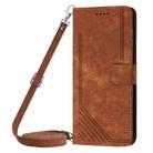 For Motorola Moto G75 Skin Feel Stripe Pattern Leather Phone Case with Lanyard(Brown) - 2