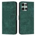 For Motorola Moto G75 Skin Feel Stripe Pattern Leather Phone Case with Lanyard(Green) - 1