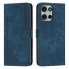 For Motorola Moto G75 Skin Feel Stripe Pattern Leather Phone Case with Lanyard(Blue) - 1
