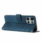 For Motorola Moto G75 Skin Feel Stripe Pattern Leather Phone Case with Lanyard(Blue) - 3